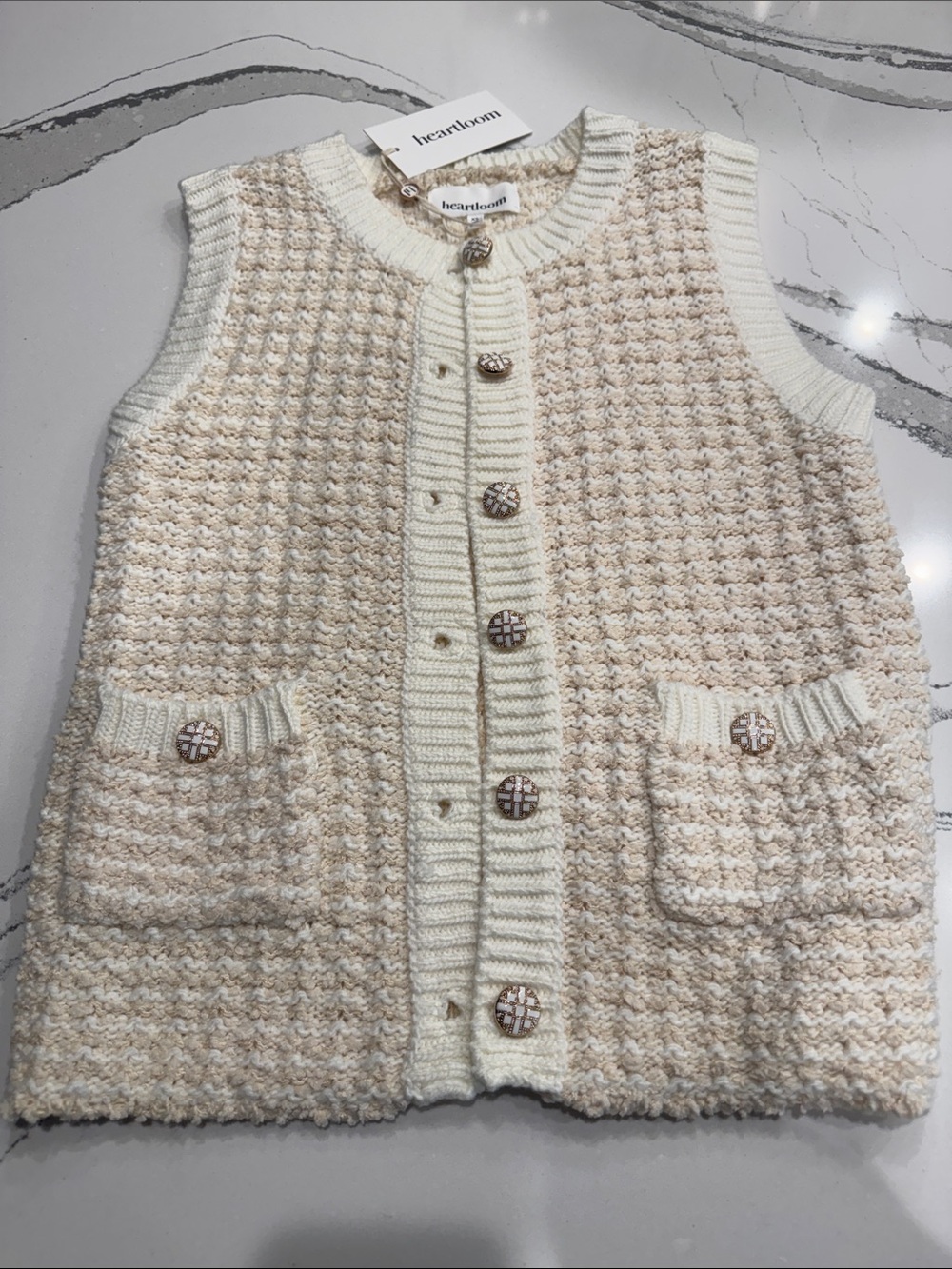 NWT Heartloom Lisse Sweater Vest Ivory Size XS